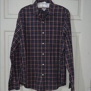 J. Crew Men's Checkered Button-Down Shirt - Navy and Red